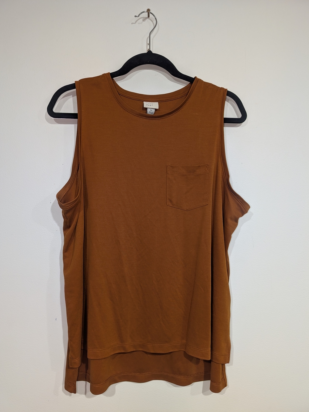a new day Relaxed Sleeveless Hi-Low Pocket Tank Burnt Orange Women's XL